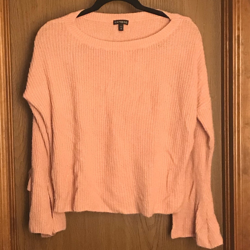 Pink bow tie sleeve sweater